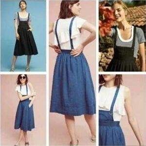 Skies Are Blue Suspender Midi Skirt